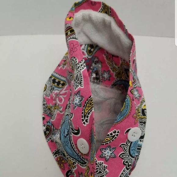 Pink Paisley Ponytail Scrub Cap Ear Saver Buttons - Picture 6 of 8